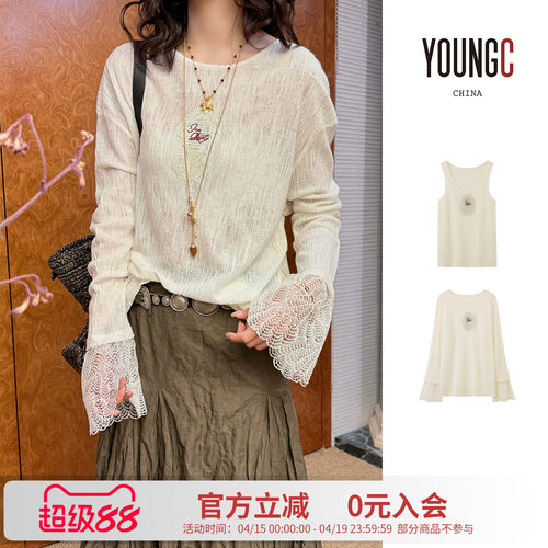 ICEDUST蕾丝拼接凹凸印T恤