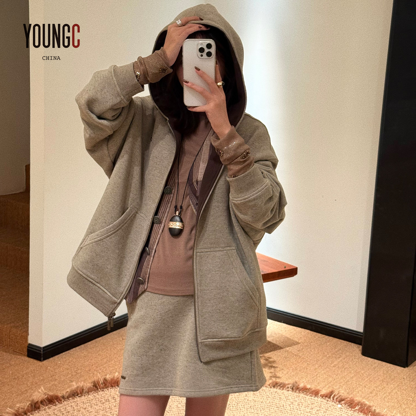 ANNENONO设计师品牌 【拉链连帽外套 简约短半裙】YOUNGC买手店