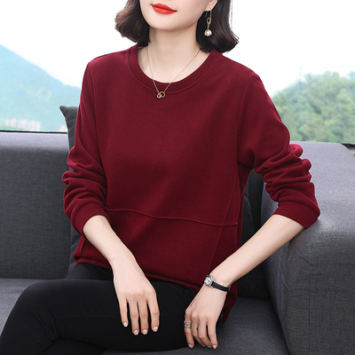 不起球不褪色妈妈休闲圆领卫衣女