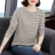 中老年条纹上衣百搭圆领打底衫 新款 T恤女2026春秋装 妈妈纯棉长袖