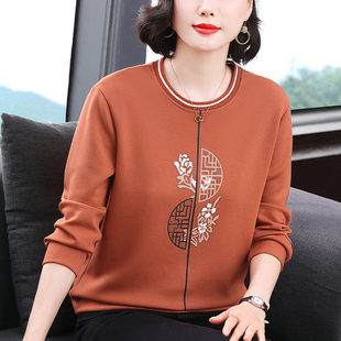 秋衣外穿中老年长袖 爆款 上衣服 2026新款 妈妈休闲圆领卫衣女春秋装