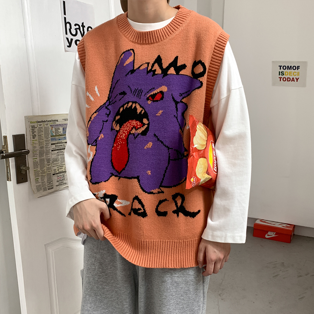 New style sleeveless sweater pattern jacquard vest Camisole couple loose popular T-shirt