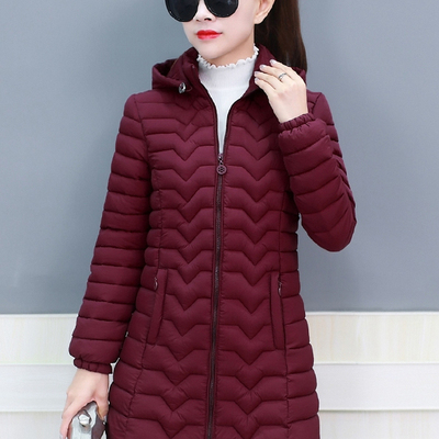 妈妈加厚中长款修身棉袄