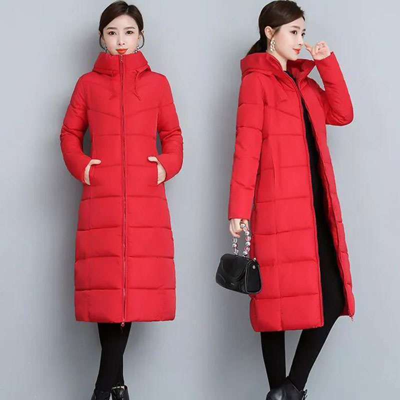 棉服女2025新款中长款棉衣大码冬季外套妈妈装加厚棉袄女长款过膝