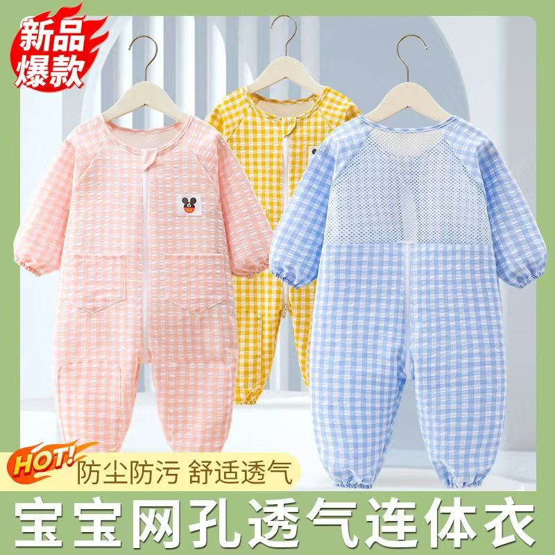 夏季薄款宝宝连体衣儿童罩衣图片