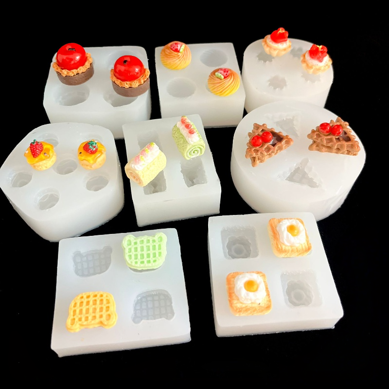 迷你鸡蛋吐司草莓系列装饰蛋糕 黏土 翻糖滴胶硅胶模具可做捏捏