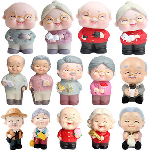 爷爷奶奶蛋糕装饰摆件长辈老人生日过寿爸爸妈妈父母亲甜品台公仔