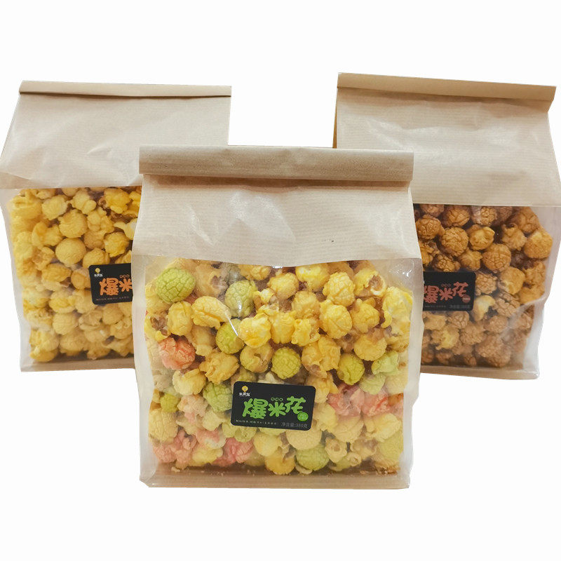 米芙友爆米花球形焦糖味380g袋装水果味膨化玉米花休闲办公小零食