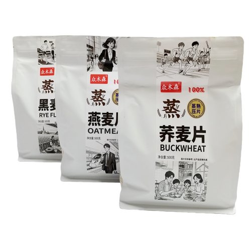 众木森荞麦片燕麦片黑麦片500g粗粮粥懒人速食免煮代早餐食品原味