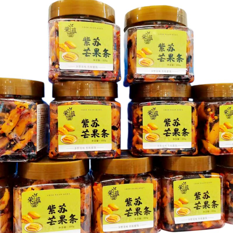 蕴荣紫苏芒果条300g*1瓶即食芒果干酸辣果脯蜜饯零食湖南浏阳特产
