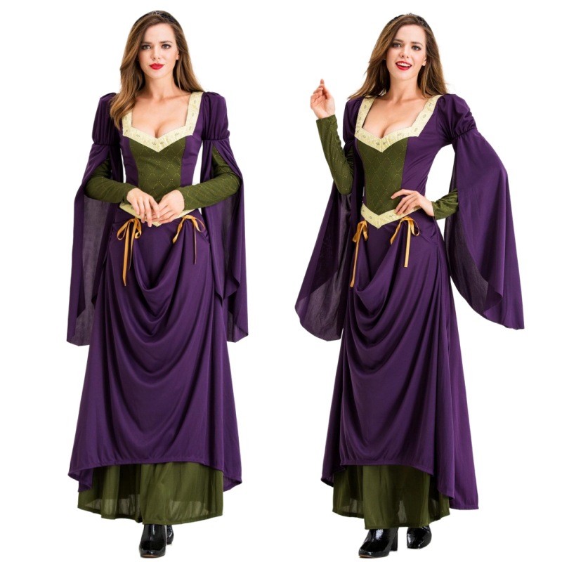 欧美跨境中世纪cosplay复古宫廷女王服长裙万圣节舞会派对演出服-封面