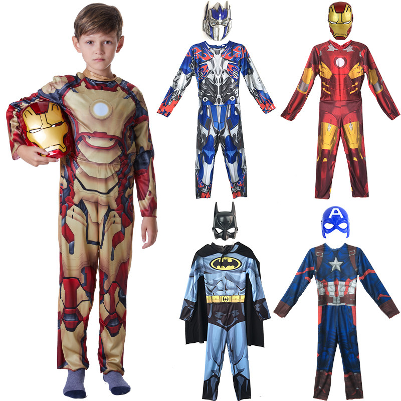 万圣儿童节擎天柱雷神美国钢铁侠客队长蝙蝠侠蜘蛛侠薄款cos服装