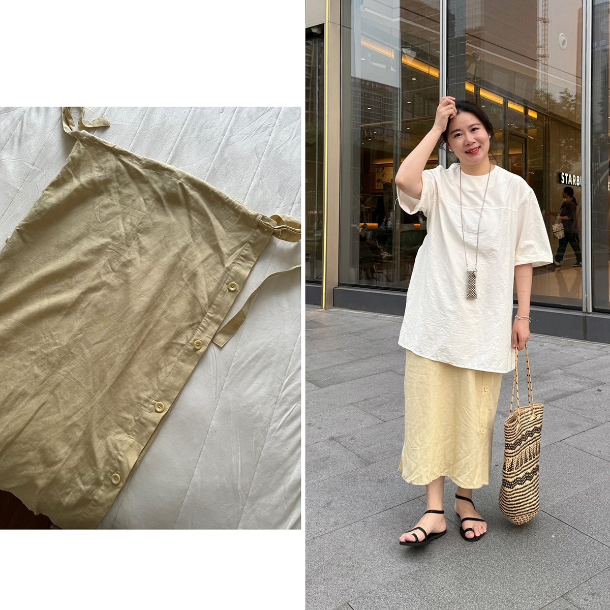 中长直筒裙简约h型纽扣半身裙