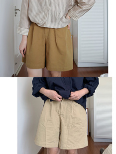 简约通勤百搭A字阔腿遮胯高腰短裤 DecemberRush 新增芥黄色