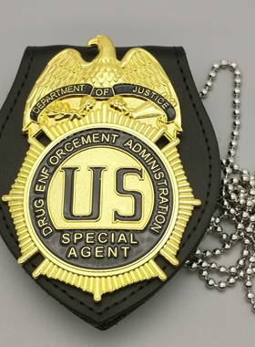 美国  DEA黑色 金属大徽章  美式别针 现货 纯铜材质