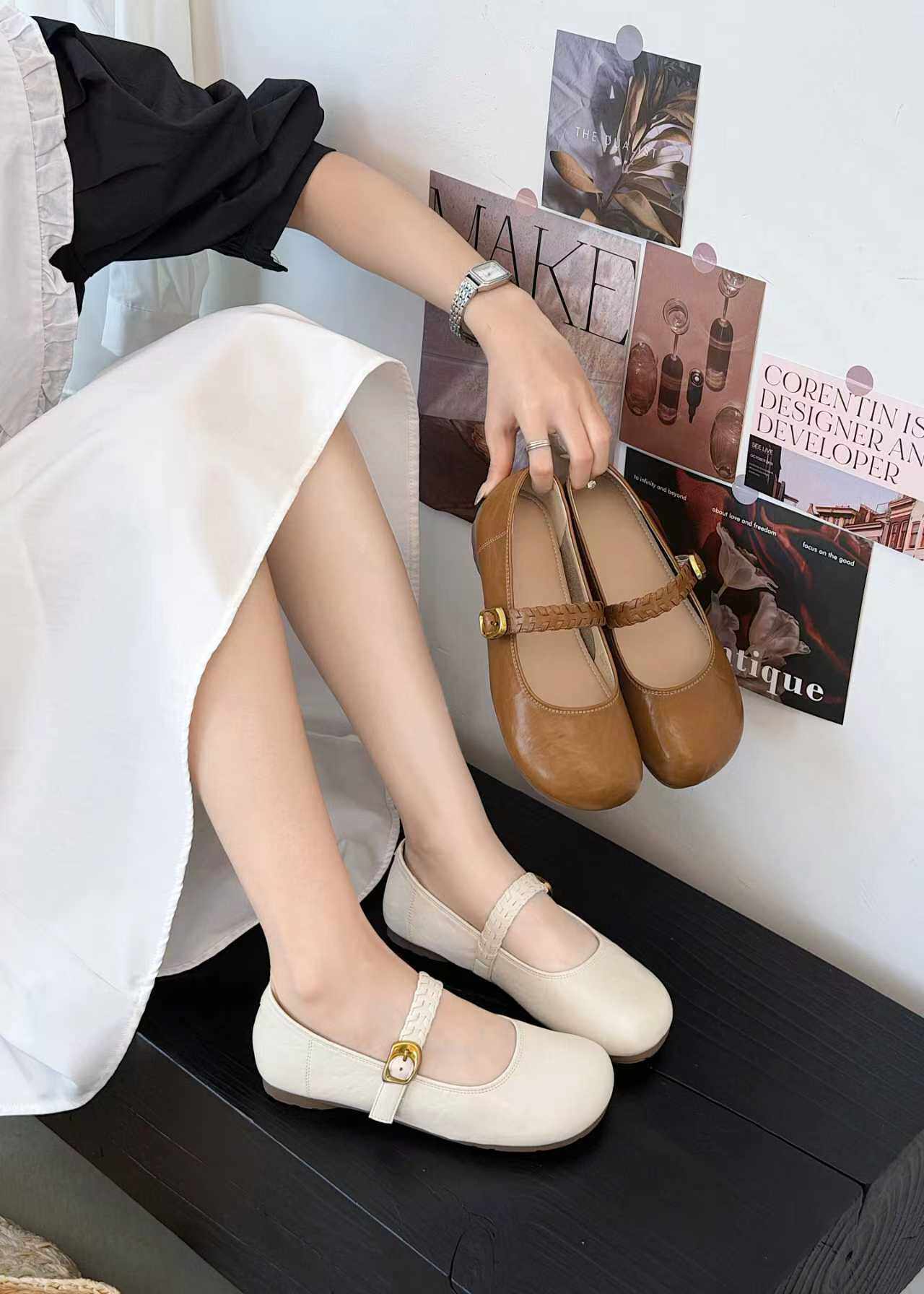 法式玛丽珍鞋女2026春夏季新款平跟单鞋百搭气质通勤配裙子奶奶鞋