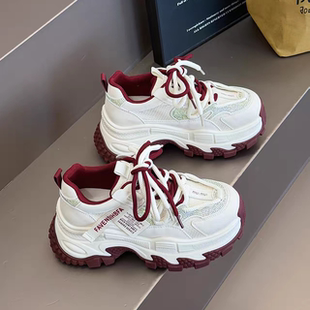 厚底小个子增高老爹鞋女2026年春季新款水钻百搭休闲运动鞋单鞋子