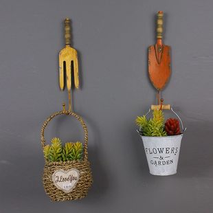 修枝剪松土挂钩装 工艺品铁艺铲挂钩叉墙壁挂钩 饰创意家居尖 铲方