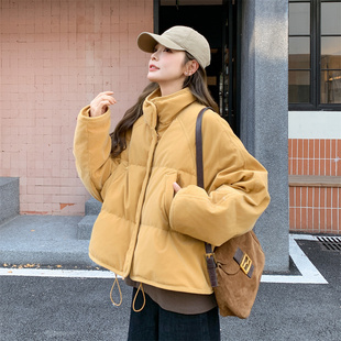 姜黄色立领羽绒服女冬季2024新款短款小个子流行超好看独特绝美