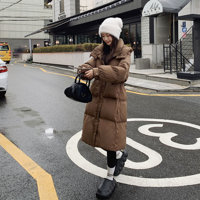 抽绳收腰美拉德棕咖色羽绒服女中长款小个子冬季2025新款加厚外套