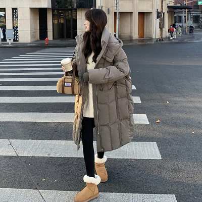 高级感超好看灰色中长款羽绒服女冬2025新款今年流行爆款独特外套