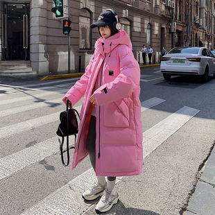多巴胺糖果色中长款羽绒服女冬2025年新款高级感超好看粉色外套潮