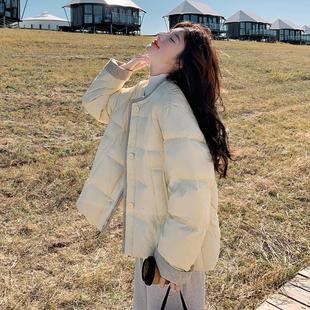 浅黄色奶呼呼短款羽绒服女2025冬新款小个子洋气保暖90白鸭绒外套