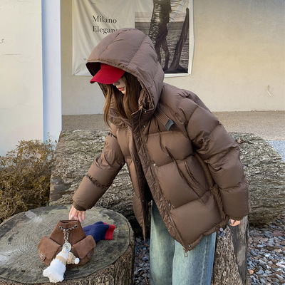棕色鹅绒羽绒服女短款小个子冬季2025新款时尚洋气独特高级感加厚