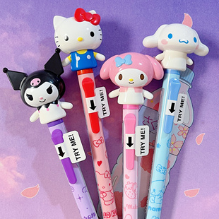 现货日本sanrio三丽鸥新款美乐蒂库洛米kt大头公仔摆手圆珠笔