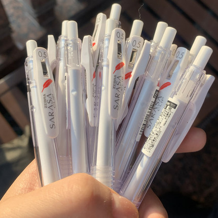 日本ZEBRA斑马JJ99赤根红色羽毛按动中性笔JJ15学生刷题考试用笔