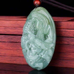 新疆和田玉青白玉鱼龙吊坠天然玉石立体雕工花生挂件生意兴隆玉坠