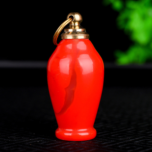 天然新疆和田玉鸡血玉鼻烟壶吊坠挂件平平安安玉瓶项链玉坠平安坠