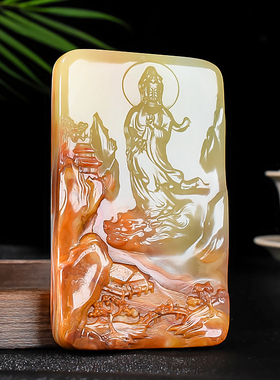 新疆和田玉籽料观音挂件手把件