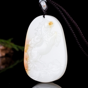 天然和田玉籽料原石雕刻马上有钱玉佩生肖马吊坠玉石属马挂件