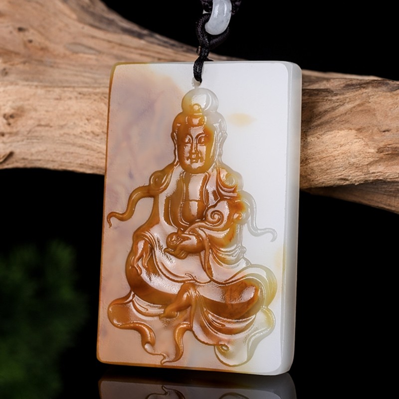 天然新疆和田玉如意观音吊坠男款羊脂级白玉精雕如意观音挂件,珠宝/钻石/翡翠,颈饰,淘宝优惠券,粉丝福利购,淘宝优惠卷