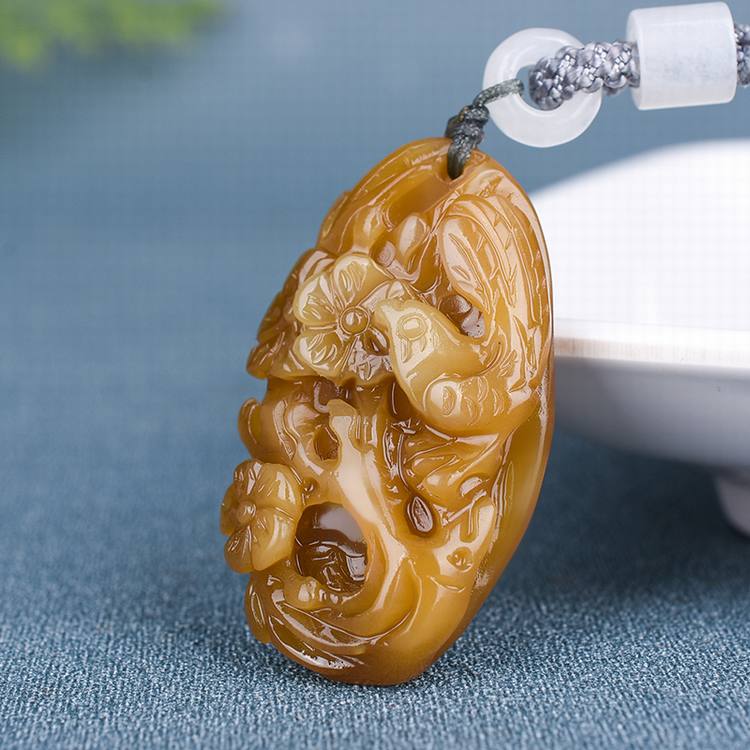 天然和田玉玉喜鹊吊坠糖料原石雕刻喜上眉梢玉挂件如意项链坠玉器