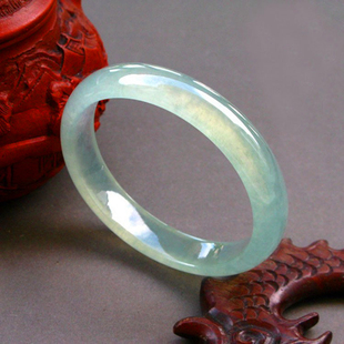 天然缅甸翡翠手镯a级冰种浅绿正阳绿通透玉镯子女款冰糯种玉镯