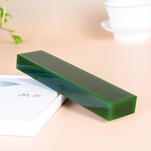 天然新疆和田玉碧玉印章玉料文房用品镇尺书镇玉石手把件压纸摆件