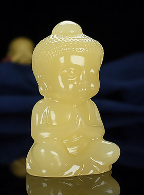 天然和田玉黄玉宝宝佛手把件摆件小子佛玉佛把玩件玉把件不忘初心