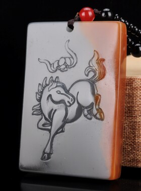 天然黄龙玉生肖马挂件黄玉马上有福吊坠马上有钱玉牌玉马到成功