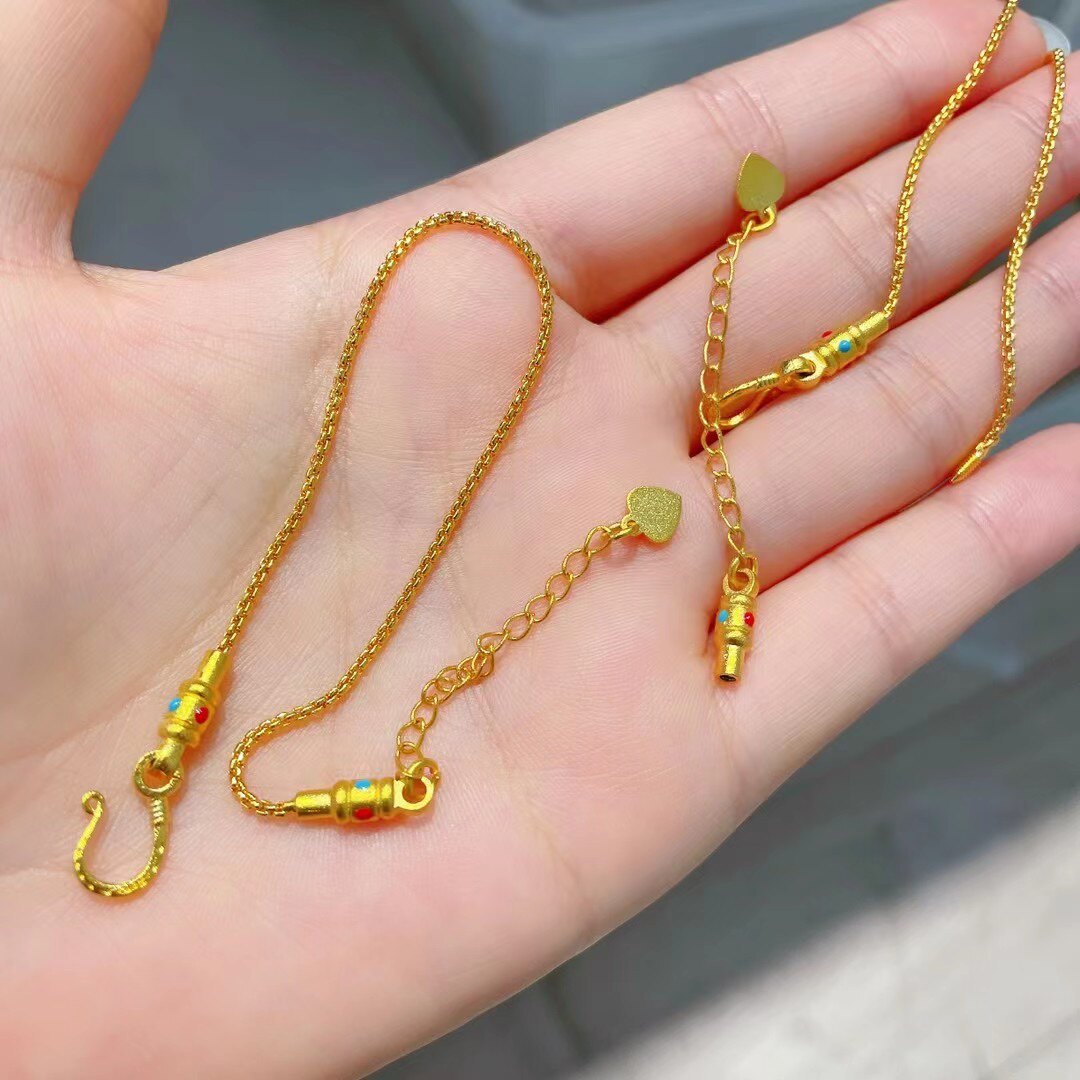 沙金 古法金多宝万能穿珠手链diy饰品配件 可调节手链