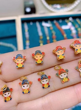 diy纯银古法小财神隔珠编织吊坠