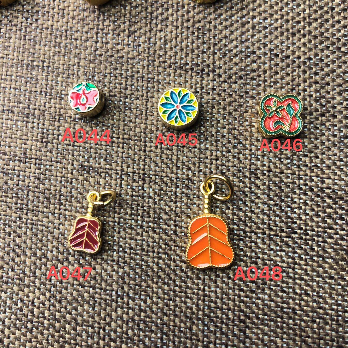 越南沙金古法烧蓝隔珠芭蕉扇吊坠红绳手链挂件diy饰品配件制作