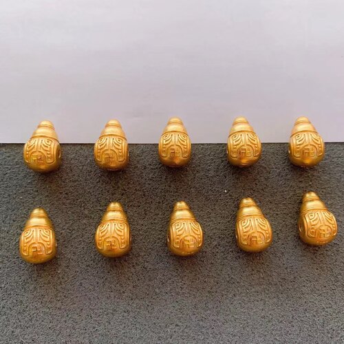 S925古法银镀金回纹藏式三通佛头隔珠背云diy手链十八子配件配饰