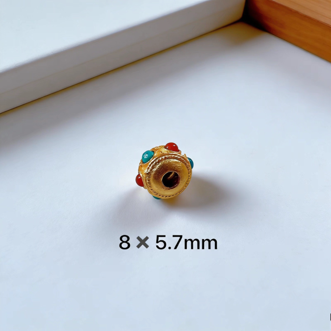 S925古法银镶天然松石南红玛瑙尼泊尔蜻蜓眼多宝隔珠diy手链配件