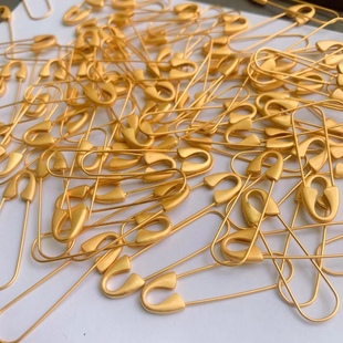 925纯银古法银镀金色胸针回形别针配件diy饰品手工编织配件配饰