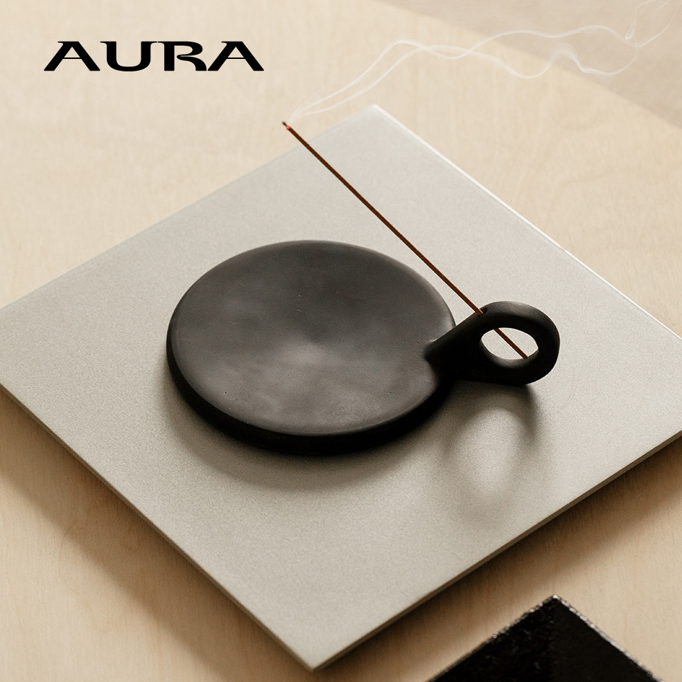 AURA北欧简约侘寂风香座香托香盘香插小众中古复古艺术雕塑摆件