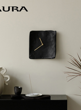 AURA中古皱褶时钟挂钟钟表纯黑小众艺术创意简约北欧侘寂风复古