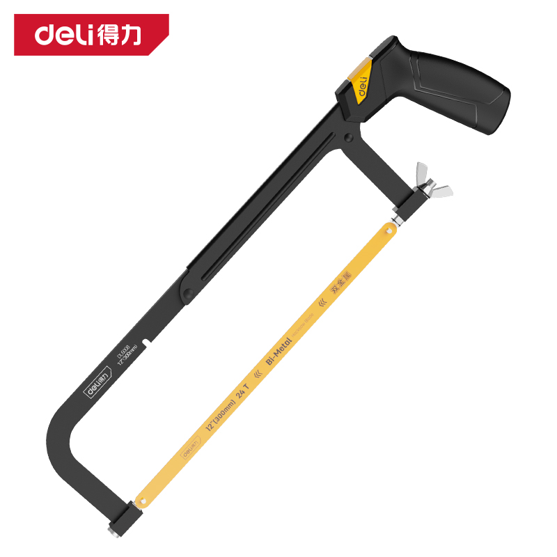 deli得力铝合金钢锯架木工家用手持可调锯子锯弓DL6008 6001