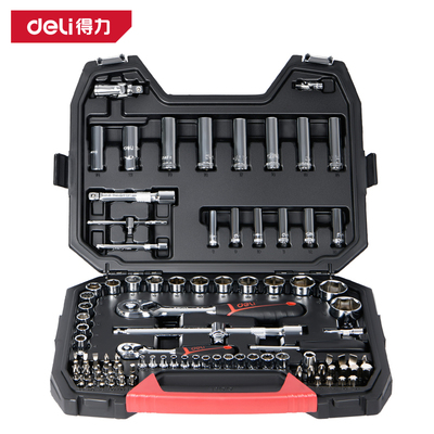 deli得力系列套筒组套日常机修汽车棘轮维修工具DQ01088 DQ01033